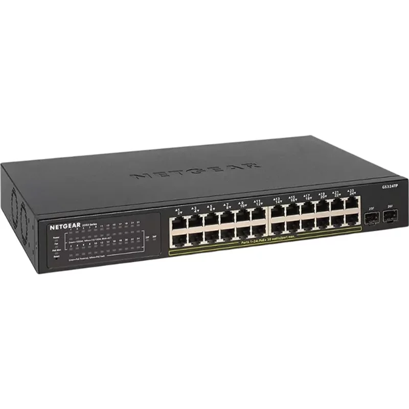 Netgear GS324TP | Prosafe S350 Series 24 x Ports PoE+ 10/100/1000Base-T + 2 x SFP Ports Layer 2 Managed Rack-mountable Gigabit Ethernet Network Switch — Équipem