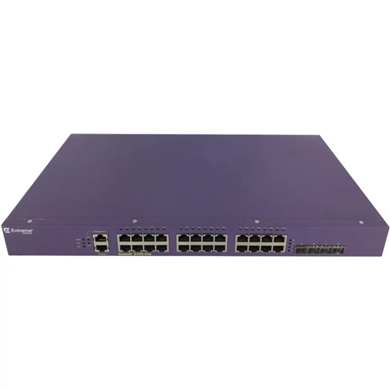 Extreme Networks X430-24P | Summit X430 Series 24 Ports 1GbE PoE+ RJ-45 + 4 x Ports 1GbE SFP 1U Rack-mountable Layer 2 Gigabit Ethernet Network Switch — Équipem