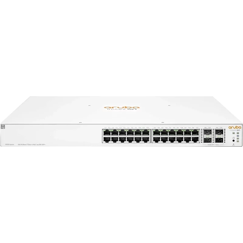 HP JL684-61101 | Aruba Instant On 1930 Series 1930-24G-Class4-PoE-4SFP/SFP+-370W 24 x 1000Base-T RJ-45 Class4 PoE and 4 x 10GbE SFP+ Ports Layer 3 Managed Gigabit Ethernet Network Switch