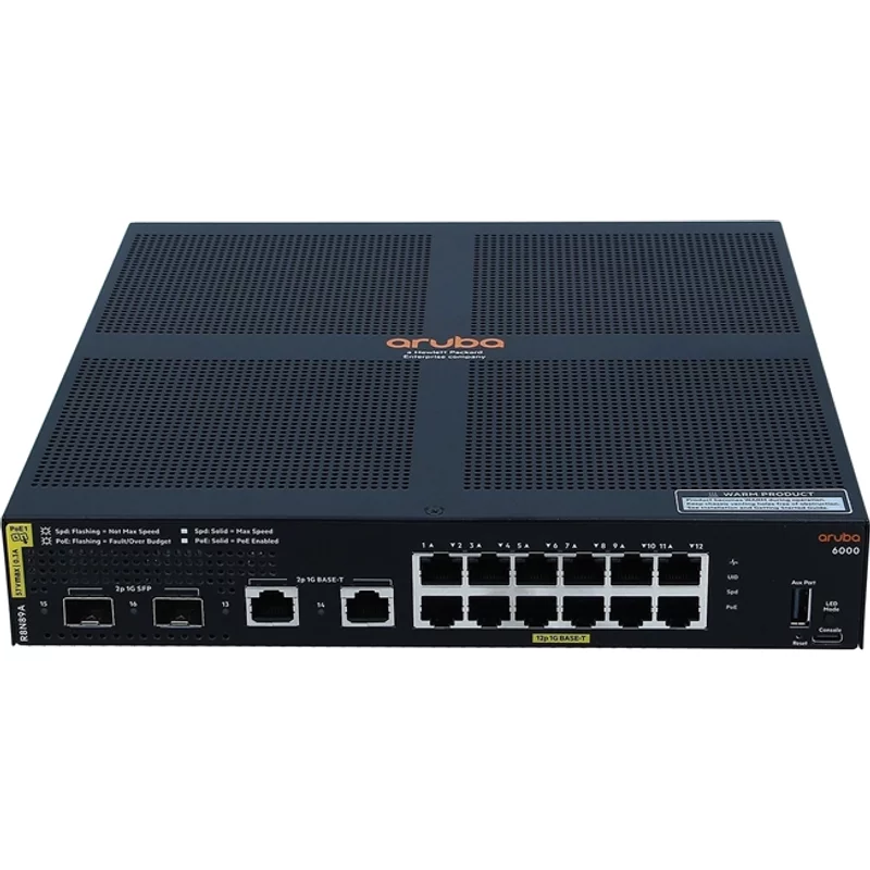HP R8N89-61101 | CX 6000 Series 6000 12G Class4 PoE 2G/2SFP 12 x Ports 1000Base-T Class4 PoE+ + 2 x SFP Ports + 2 x RJ-45 Ports 1U Rack-mountable Layer 2 Manage