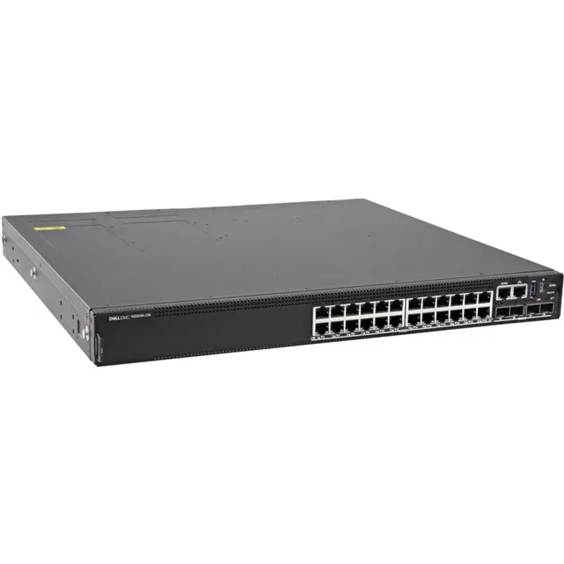 Dell N2224X-ONF | EMC PowerSwitch N2200-ON Series N2224X-ON 24 x 2.5GBase-T RJ-45 and 4 x 25GbE SFP28 and 2 x 40GbE Qsfp+ Ports with OS6 Front-to-Back Airflow Layer 3 Managed Switch