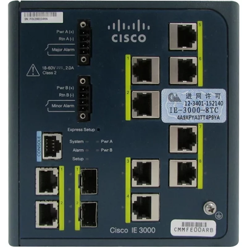 Cisco IE-3000-8TC-E-RF | Industrial Ethernet 3000 Series IE-3000-8TC 8 x Ports 10/100Base-TX + 2 x Combo Gigabit SFP Layer 2 managed DIN Rail-Mountable Fast Eth
