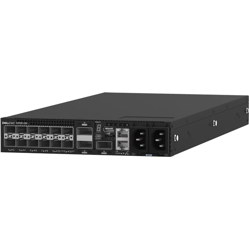 Dell S4112F-ONF | PowerSwitch S4100-ON Series S4112F-ON 12 x 10GbE SFP+ and 3 x 100GbE QSFP28 Ports 2 x AC Fixed PSU and 3 x Fixed Fan Layer 3 Managed Gigabit E