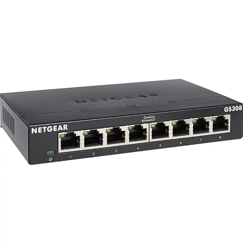Netgear GS308-300PES | 300 Series GS308 8 x RJ-45 Ports 10/100/1000Base-T Unmanaged Gigabit Ethernet Network Switch — Networking Equipment