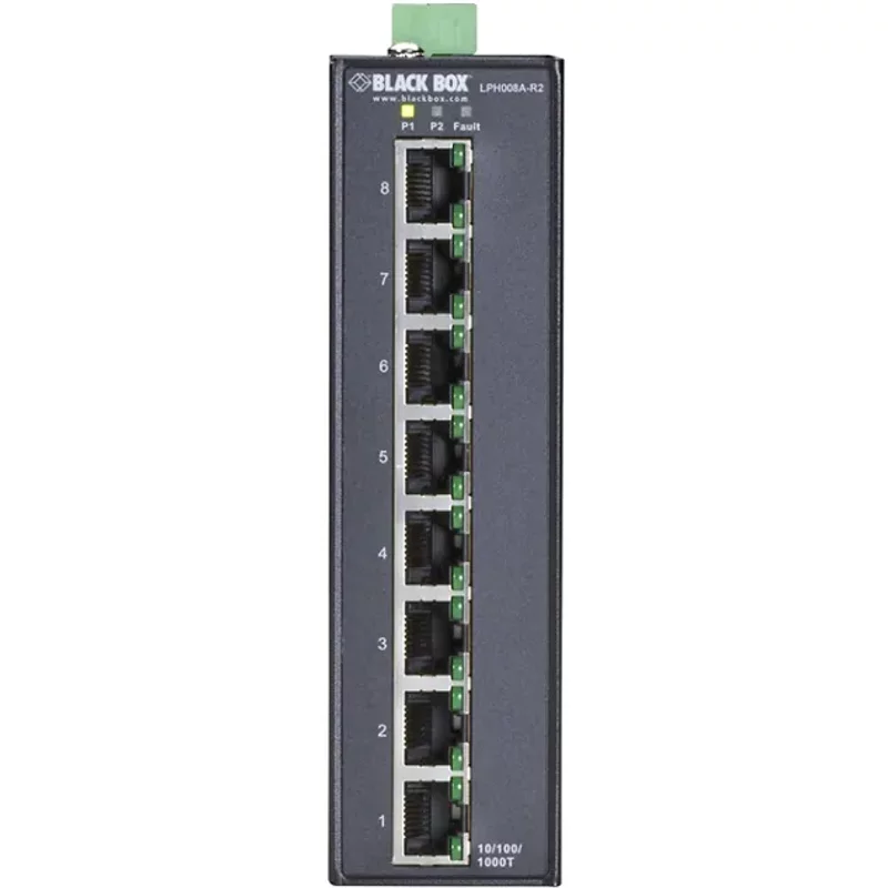 Black Box LPH008A-R2 | LPH00 Series 8 x Ports 1000Base-T PoE+ Layer 2 Gigabit Ethernet Temperature Switch — Networking Equipment