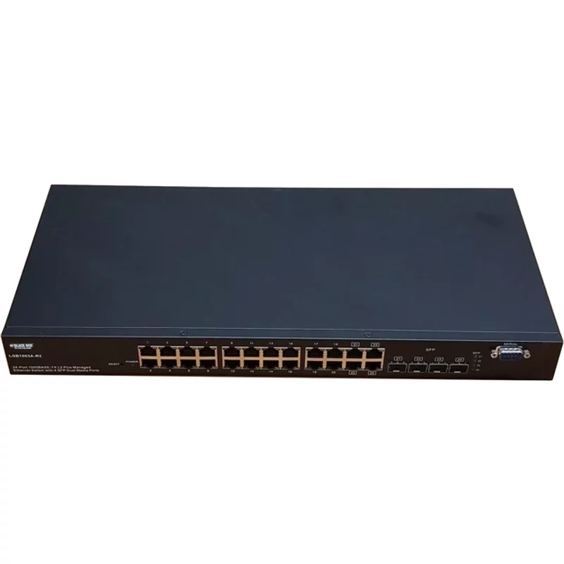 Black Box LGB1003A-R2 | 24-Ports Managed Gigabit Ethernet Switch 4 x SFP (mini-GBIC) Shared 24 x 10/100/1000Base-T LAN — Networking Equipment