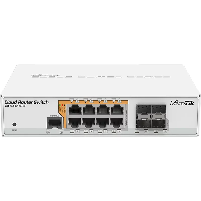 Mikrotik CRS112-8P-4S-IN | 8-Ports Gigabit Ethernet PoE with 4x SFP Slot Versatile Cloud Router Switch — Équipement réseau