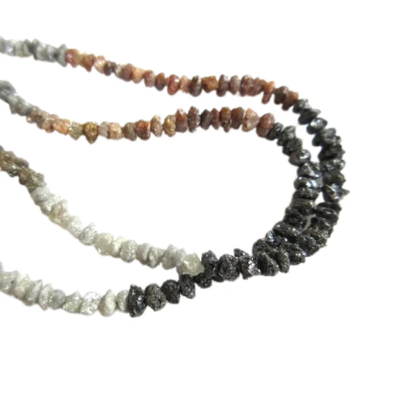 16 Inch Mixed Color Uncut Diamond Beads Necklace - 2.00 to 3.00 MM