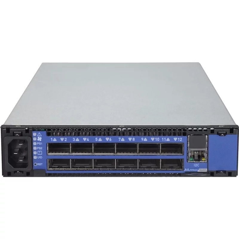 Mellanox MSX6005T-1BFS | SwitchX-2 Based 12-Ports QSFP+ FDR10 40GB/S 1U InfiniBand Switch 1 Power Supply Short Depth Externally Managed PSU — Networking Equipme