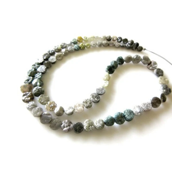 Collier en argent de 20 pouces avec perles de diamants bruts de couleurs mélangées 2,00-3,00 MM — Perles à bijoux