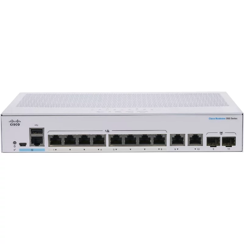 Cisco CBS350-8FP-E-2G-Na-Rf | Business 350 Series 8 x RJ-45 Ports PoE+ 10/100/1000Base-T 2 x Combo SFP Ports Layer 3 Managed Rack-mountable Gigabit Ethernet Network Switch