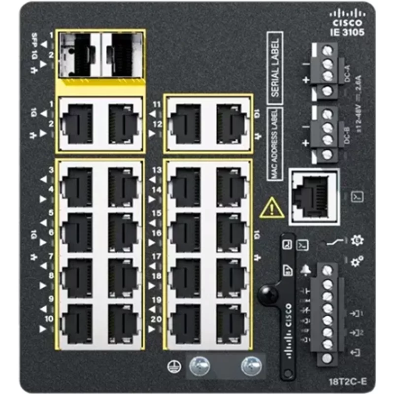Cisco IE-3105-18T2C-E | Industrial Ethernet 3105 Rugged Series 18 x Ports 10/100Base-T + 2 x SFP Ports 1000Base-X Layer 2 Managed Rail-mountable Gigabit Etherne