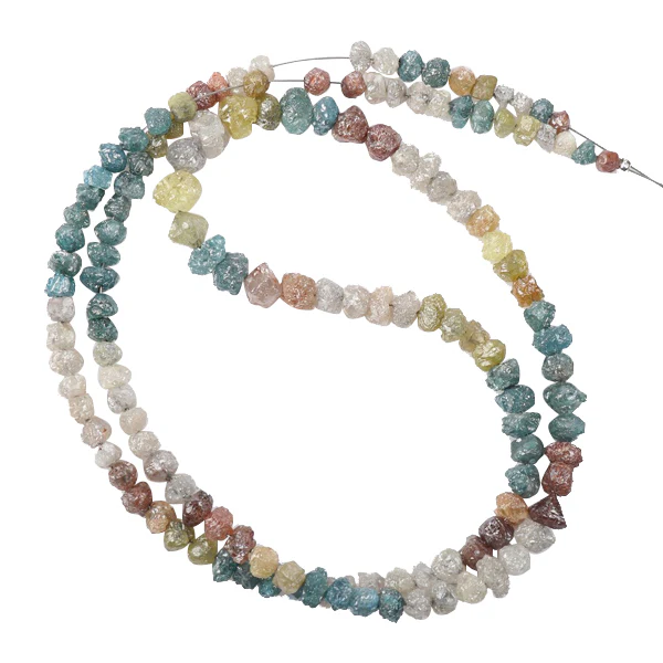 GemoneDiamonds Fil de perles de diamant brut de couleurs mélangées de 17,8 cm, 2,00 à 3,00 mm