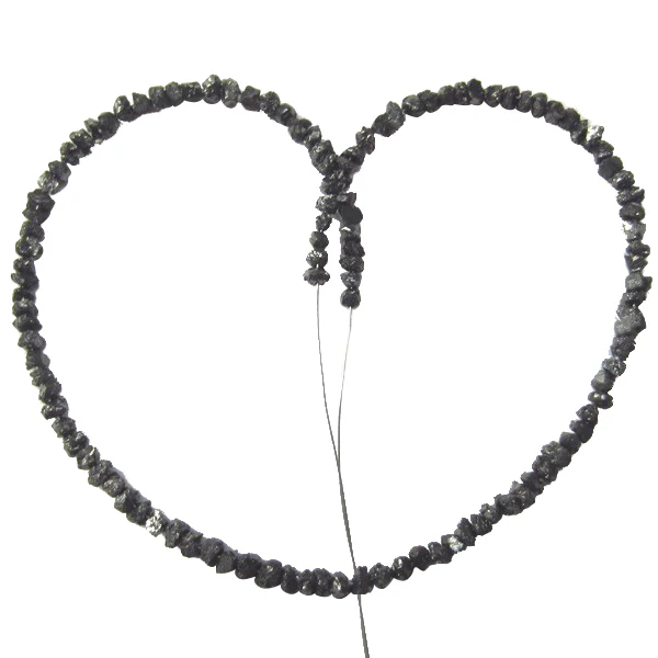 18 Inch Black Raw Diamond Beads Strand - 2.00 to 3.00 MM — Silver Necklace Women