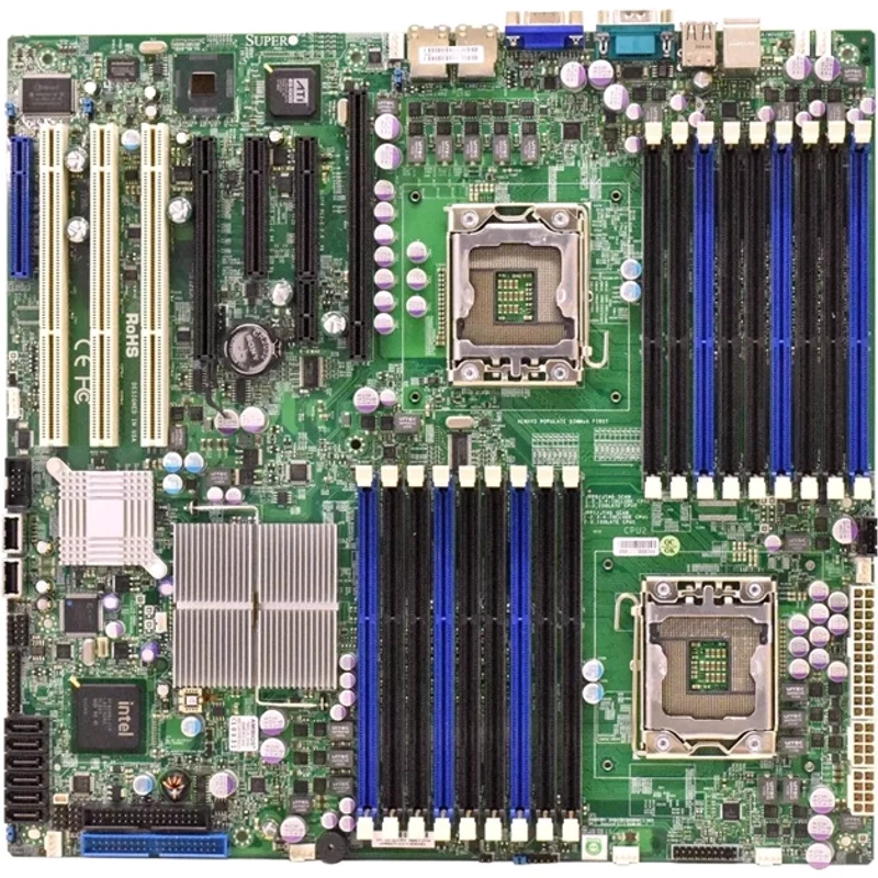 Supermicro X8DTN+-F-B | Socket LGA1366 Intel 5520 Chipset Enhanced Eatx System Board (Motherboard) Supports 2x Xeon Xeon 5600/5500 Series DDR3 18x Dimm — Mother