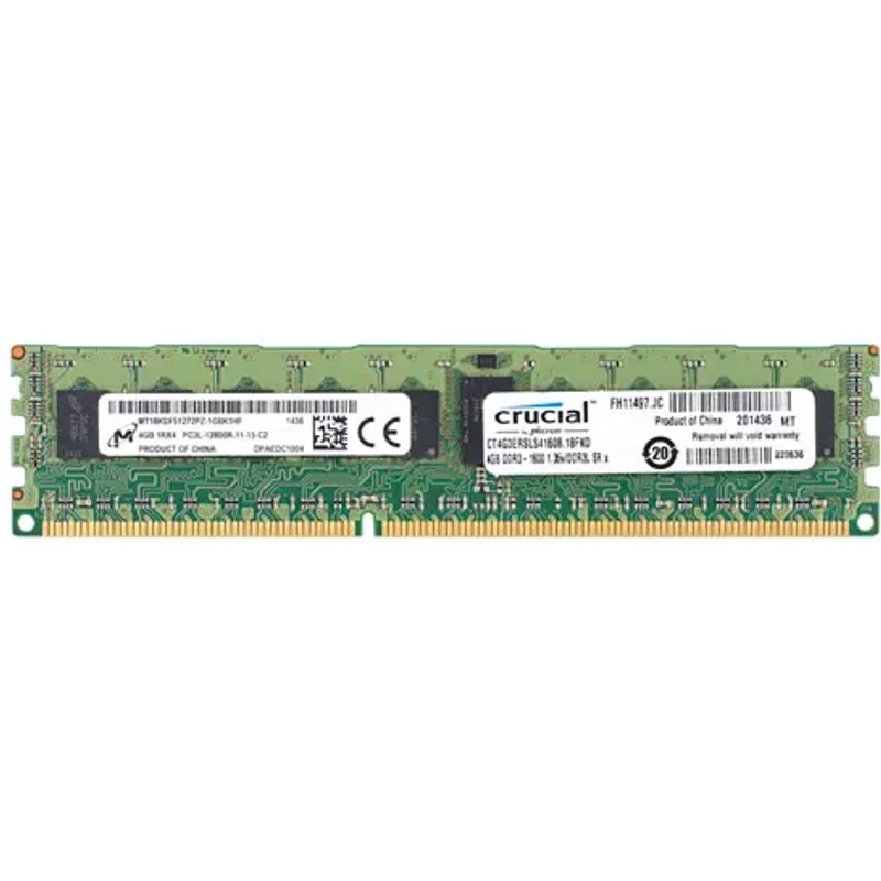 Crucial CT4G3ERSLS4160B | 4GB DDR3-1600MHz PC3-12800 ECC Registered RDIMM CL11 1Rx8 1.35V 240-Pin Memory Module — RAM