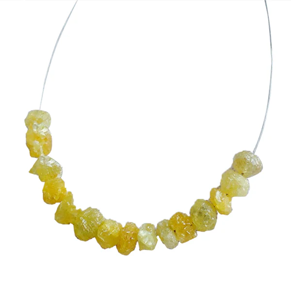 7 Inch Yellow Raw Diamond Beads Strand - 2.00 to 3.00 MM — Silver Necklace Women
