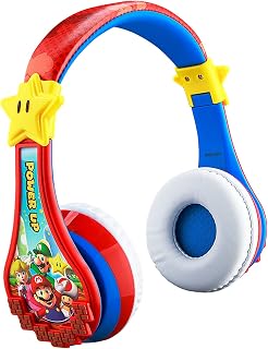 Bluetooth headphones: Super Mario Wireless Bluetooth Portable Kids Headphones with Microphone, Volume Reduced to…
