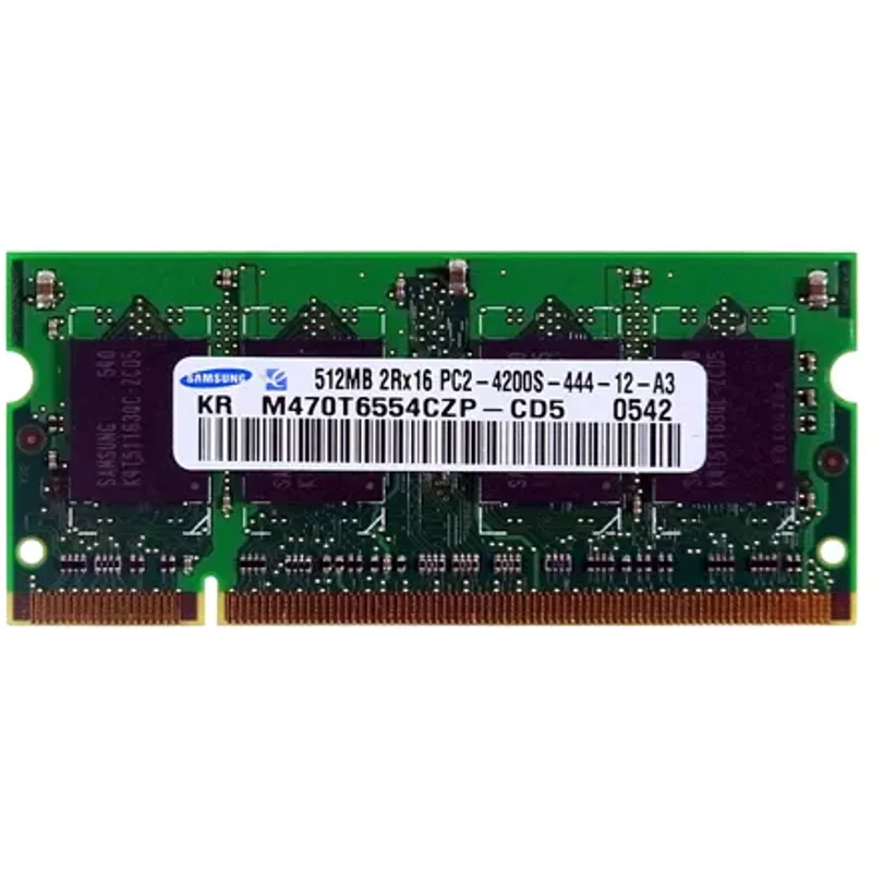 Samsung M470T6554CZP-CD5 | 512MB DDR2-533MHz PC2-4200 Non-ECC Unbuffered SODIMM CL4 2Rx16 1.8V 200-Pin Memory Module — Computer Memory (RAM)
