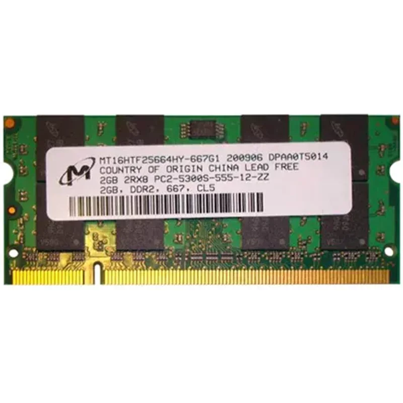 Micron MT16HTF25664HY-667G1 | 2GB DDR2-667MHz PC2-5300 Non-ECC Unbuffered SODIMM CL5 2Rx8 1.8V 200-Pin Memory Module — Computer Memory (RAM)