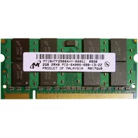 Micron MT16HTF25664HY-800G1 | 2GB DDR2-800MHz PC2-6400 Non-ECC Unbuffered Sodimm CL6 2Rx8 1.8V 200-Pin Memory Module
