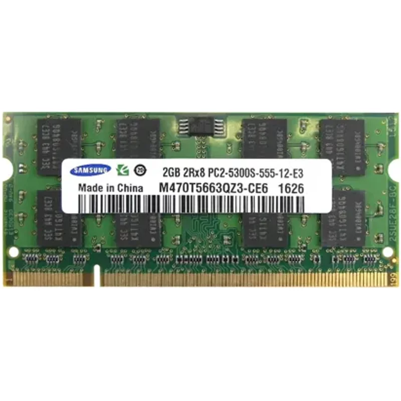 Samsung M470T5663QZ3-CE6 | 2GB DDR2-667MHz PC2-5300 Non-ECC Unbuffered SODIMM CL5 2Rx8 1.8V 200-Pin Memory Module — Computer Memory (RAM)