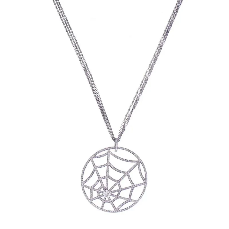 Collier avec pendentif toile d'araignée en diamant de laboratoire de 1,50 carats en or jaune 10 carats