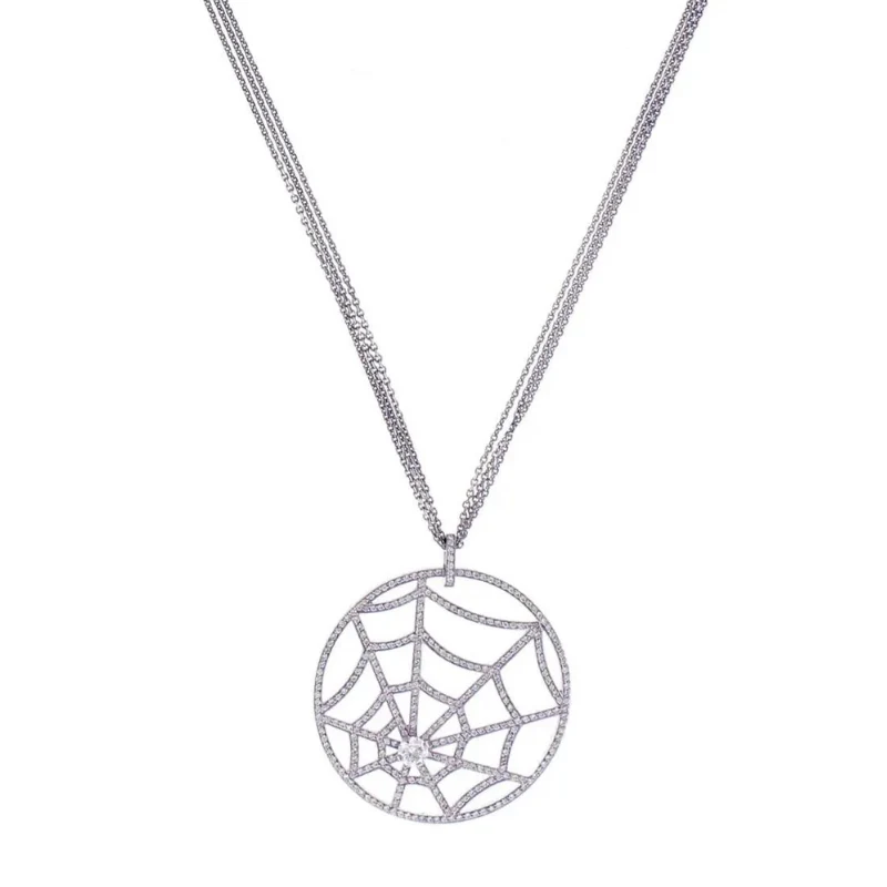 Collier avec pendentif toile d'araignée en diamant de laboratoire de 1,50 carats en or jaune 10 carats — Collier pendentif