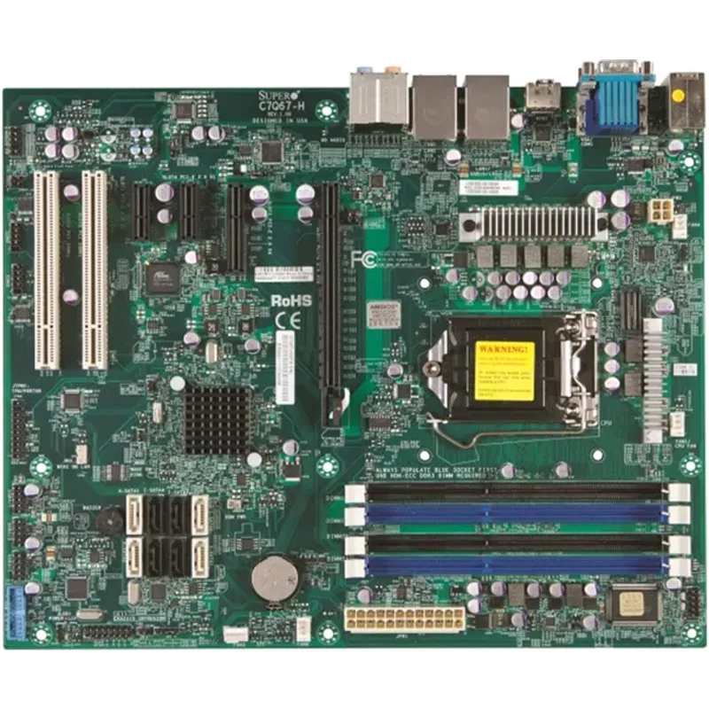 Supermicro C7Q67-H | Socket LGA1155 Intel Q67 Express Chipset ATX System Board (Motherboard) Supports Core i3/i5/i7 Series DDR3 4x DIMM — Motherboards