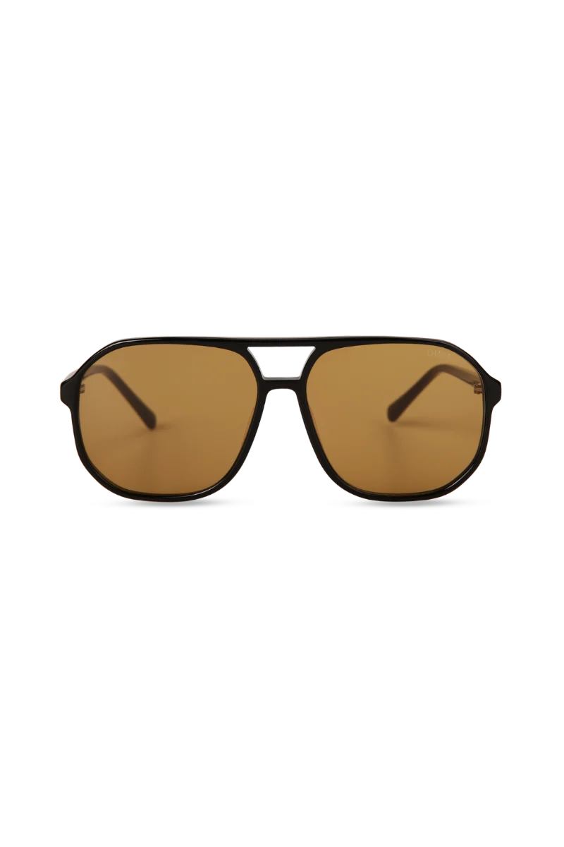 Kiki Black Aviator Sunglasses with Brown Lenses — Lunettes de soleil Hommes