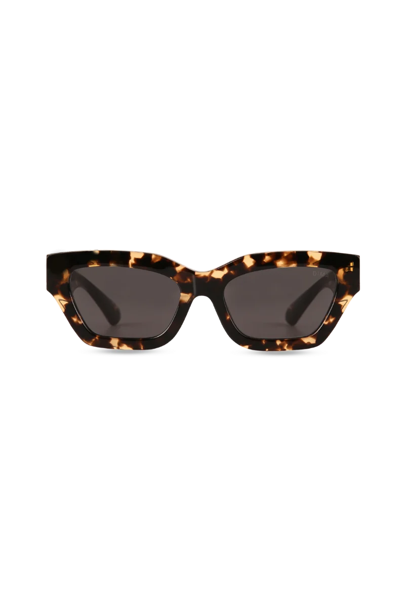 Ava Blonde Tortoise Cat-Eye Sunglasses with Grey Lenses