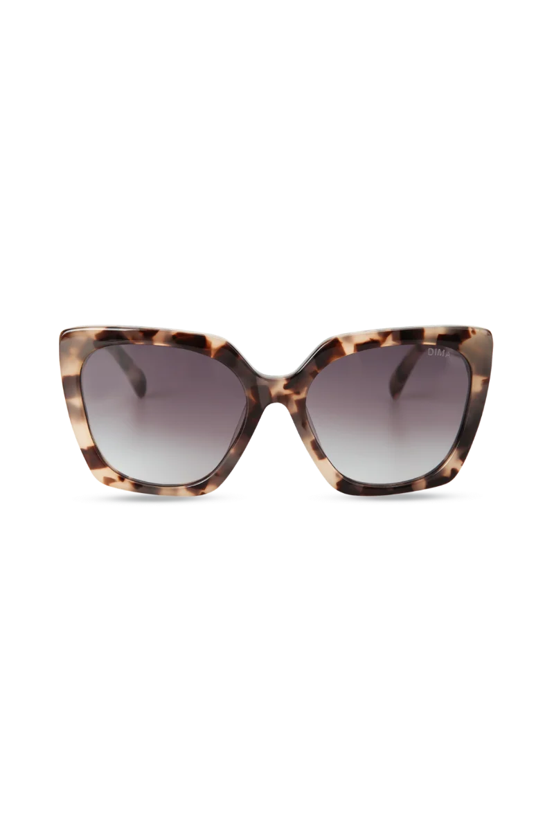 Gina Cream Tortoise Oversized Sunglasses with Grey Gradient Lenses