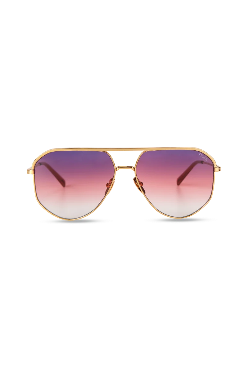 Nova Gold/Crystal Wine Aviator Sunglasses with Triple Gradient Lenses