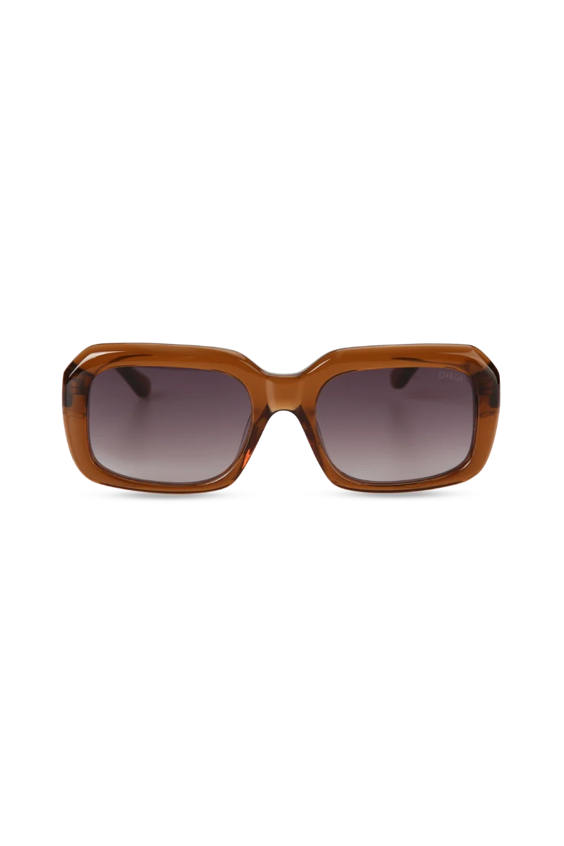Harper Crystal Brown Square Sunglasses with Grey Gradient Lenses