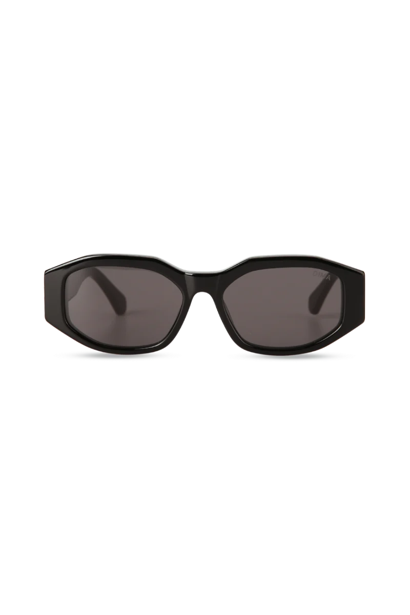 Fleur Black Geometric Sunglasses with Grey Lenses