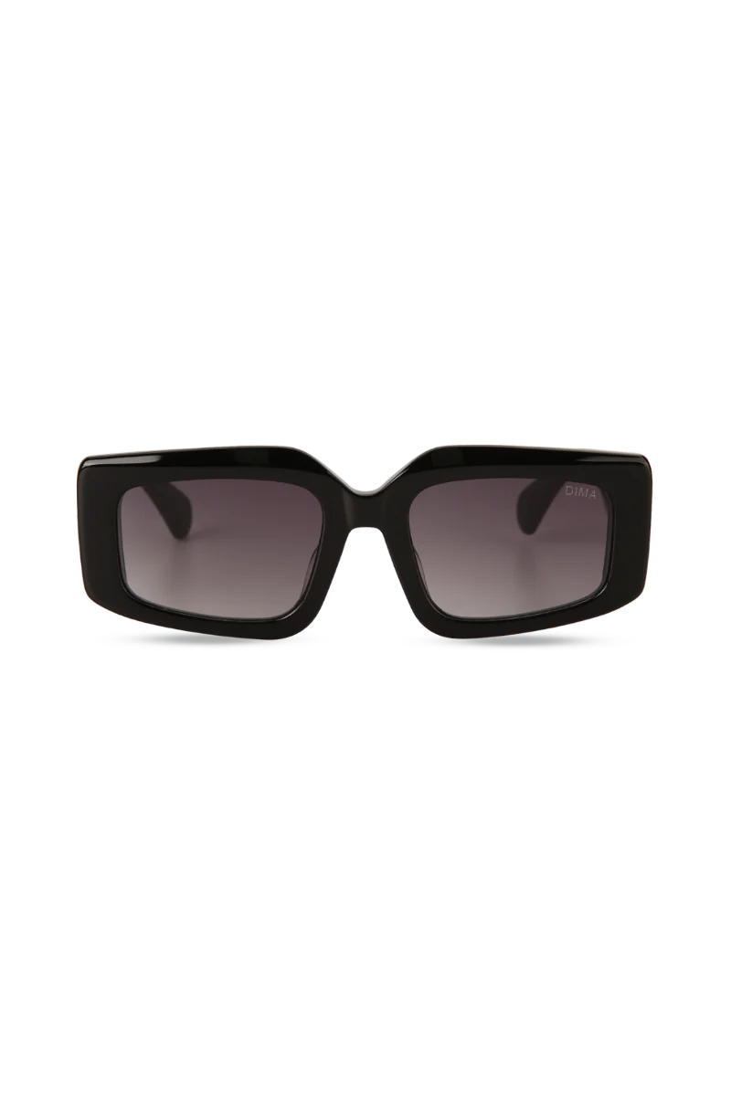 Vivid Black Square Sunglasses with Grey Gradient Lenses
