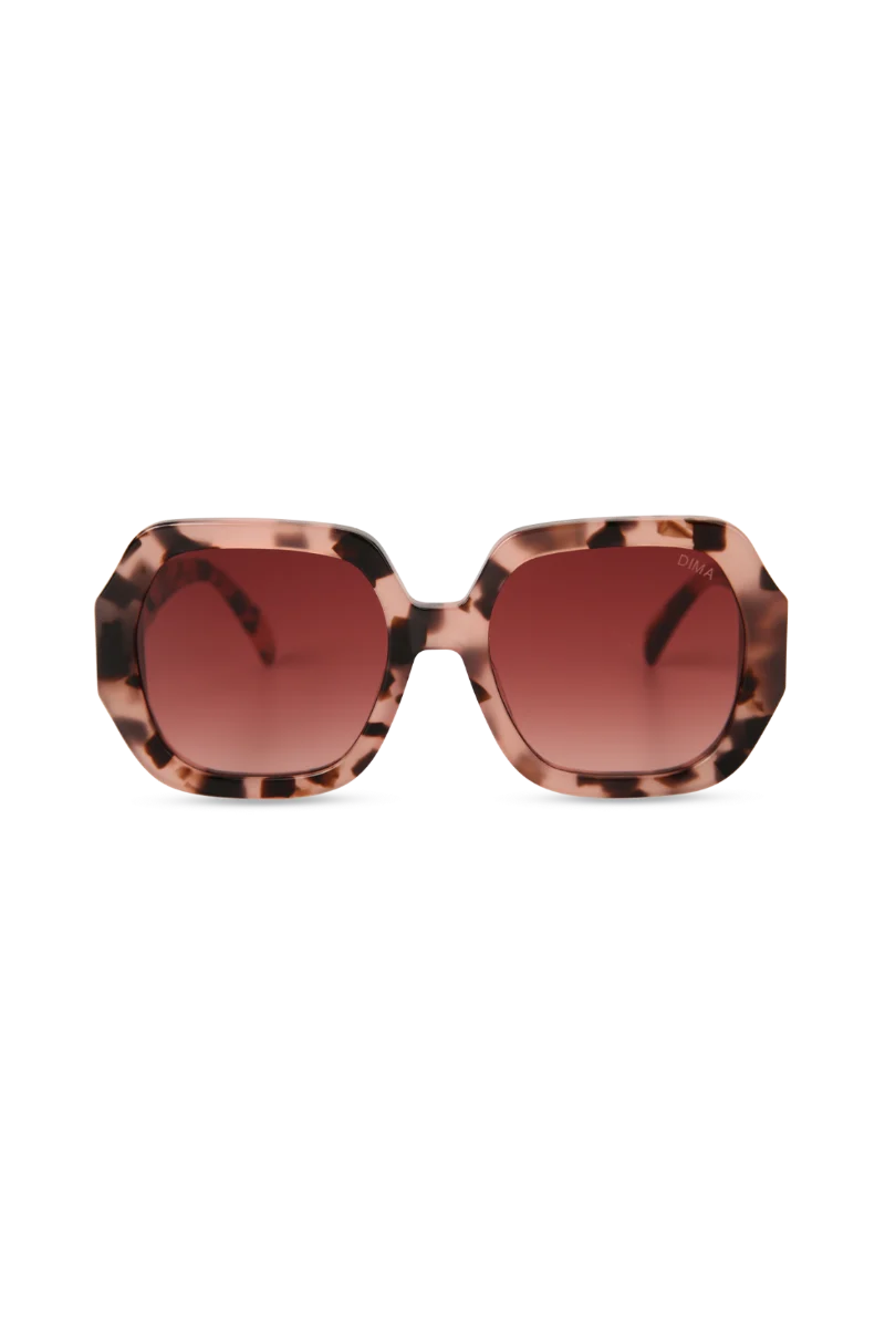 Sienna Pink Tortoise Oversized Sunglasses with Red Gradient Lenses