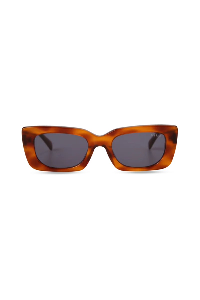 Lola Amber Tortoise Sunglasses with Dark Blue Lenses