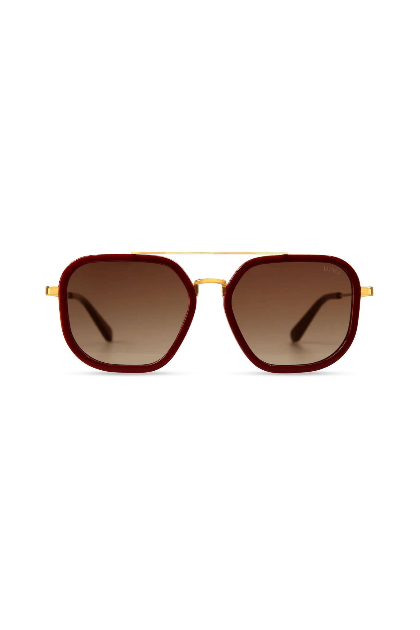 Halle Gold/Maroon Sunglasses with Brown Gradient Lenses