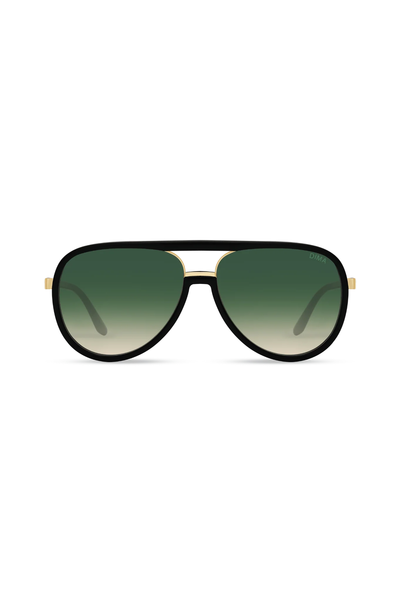 Orris Gold/Black Aviator Sunglasses with Green Gradient Lenses