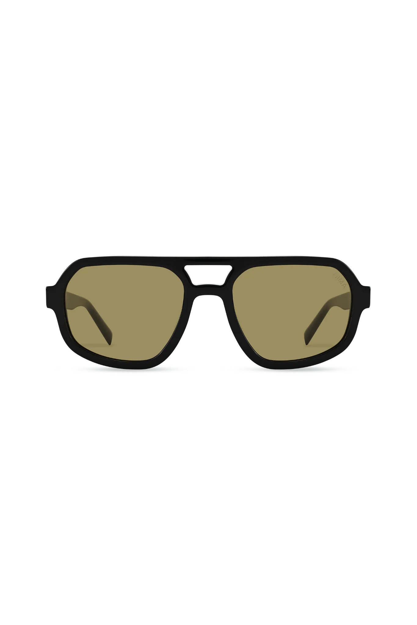 Naomi Black Aviator Sunglasses with Olive Lenses — Lunettes de soleil Hommes