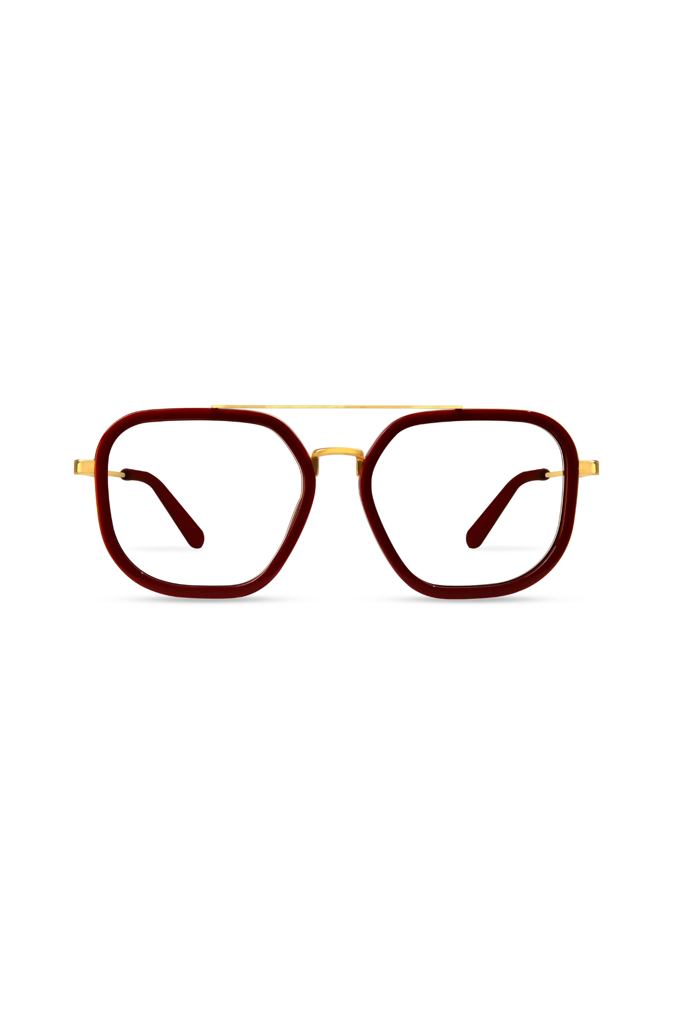Halle Gold/Maroon Aviator Eyeglasses