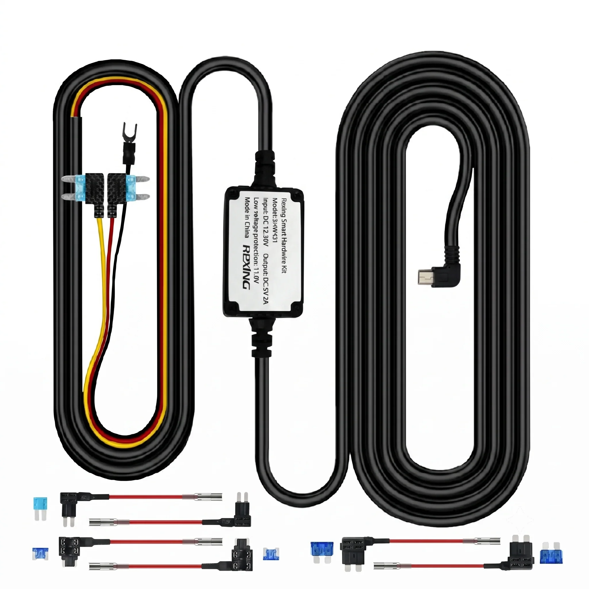 Rexing Smart Hardwire Kit Mini-USB Port for All Rexing Supercapacitor Models — Dash Cameras