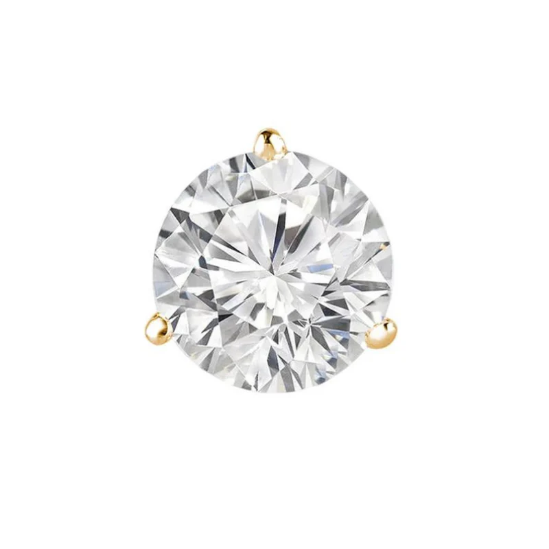 GemoneDiamonds Boucles d'oreilles à tige en diamant solitaire rond 1 carat en or jaune 10 carats avec diamant de laboratoire — Boucles D'oreilles