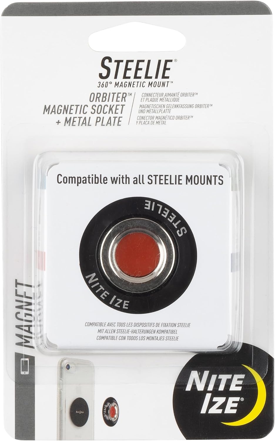 car phone mount: Nite Ize Steelie Orbiter Magnetic Socket - Low Profile Portable Magnetic Car Vent Mount for…