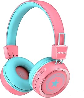 New bee Kids Bluetooth Headphones, 32H Playtime, Pink — Wireless Earbuds