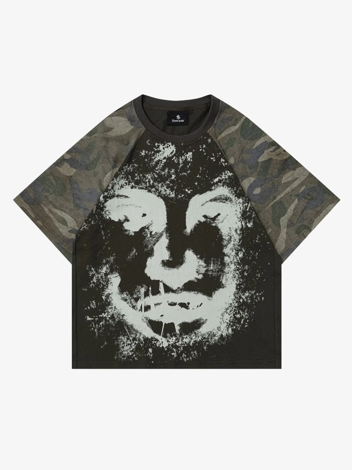 Black & White Abstract Print Oversized T-Shirt - Classic Camouflage / S — Mens T Shirts