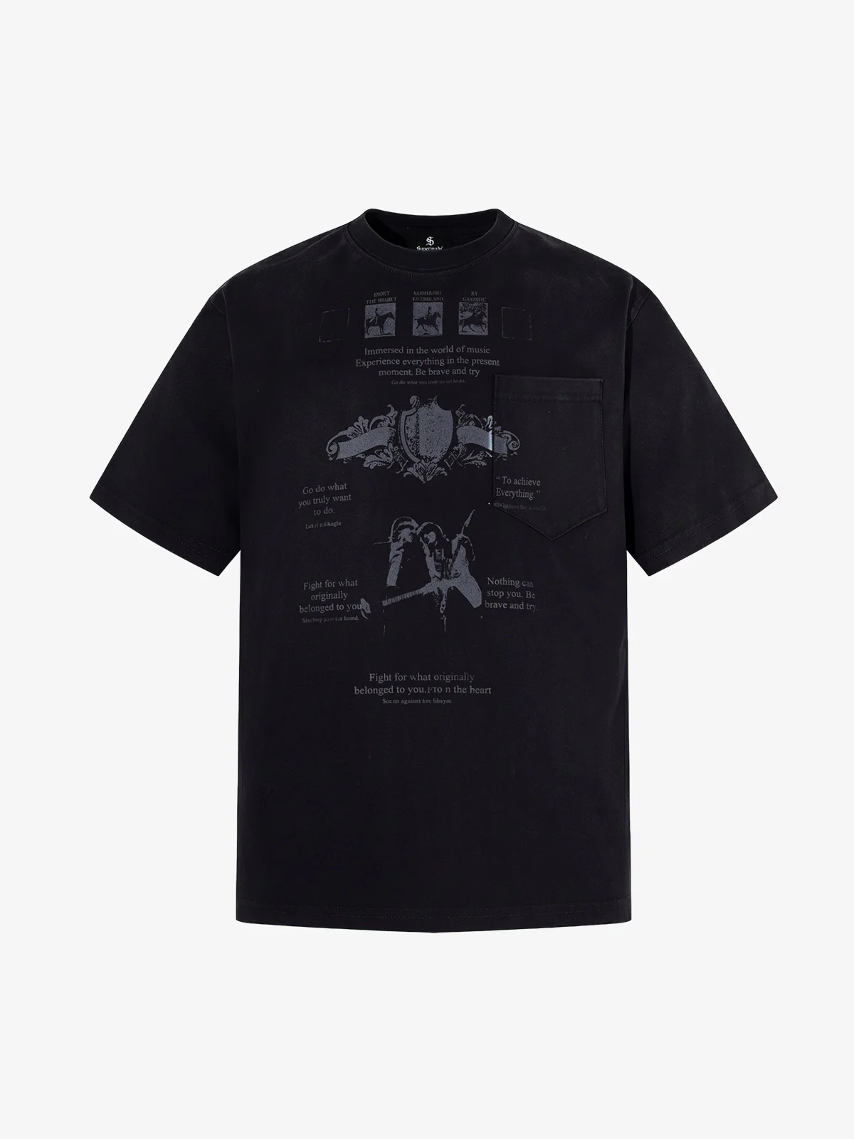 Vintage Distressed Graphic Tee - Black / M