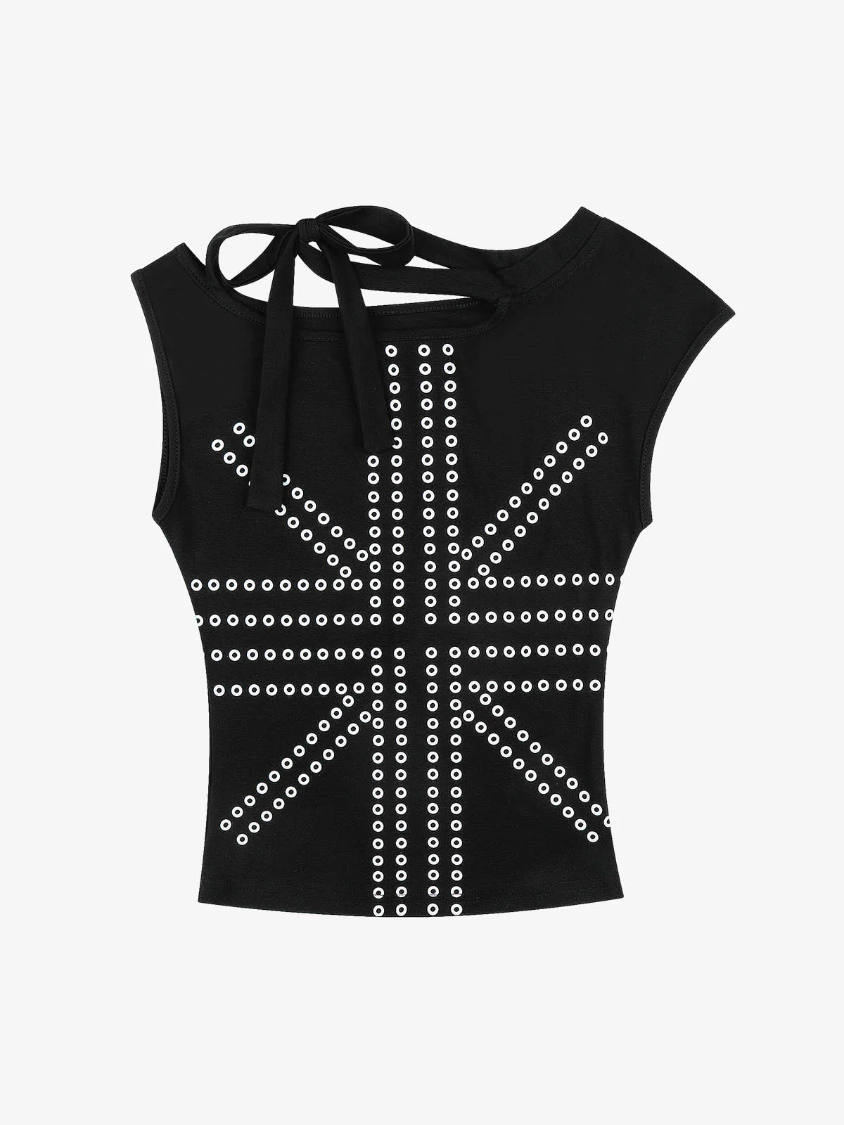 Flag Graphic Off-Shoulder T-Shirt - Black / S