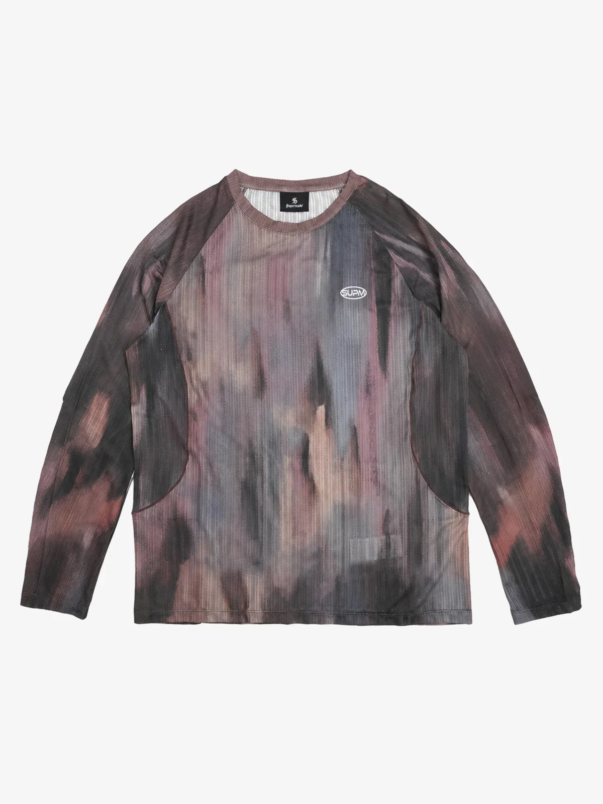 Tie-Dye Patchwork Long Sleeve Tee - Purple / S